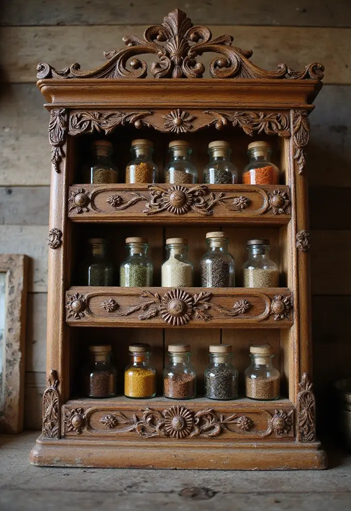 26 Handmade Spice Rack Decor Ideas To Organize Beautifully 31 26 Handmade Spice Rack Decor Ideas To Organize Beautifully - 11. Decorative Spice Rack with Glass Bottles