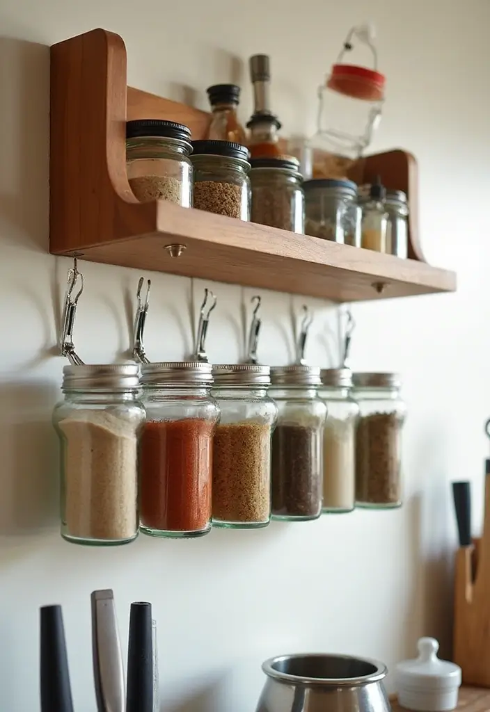 26 Handmade Spice Rack Decor Ideas To Organize Beautifully 45 26 Handmade Spice Rack Decor Ideas To Organize Beautifully - 15. Hanging Spice Rack with Hooks