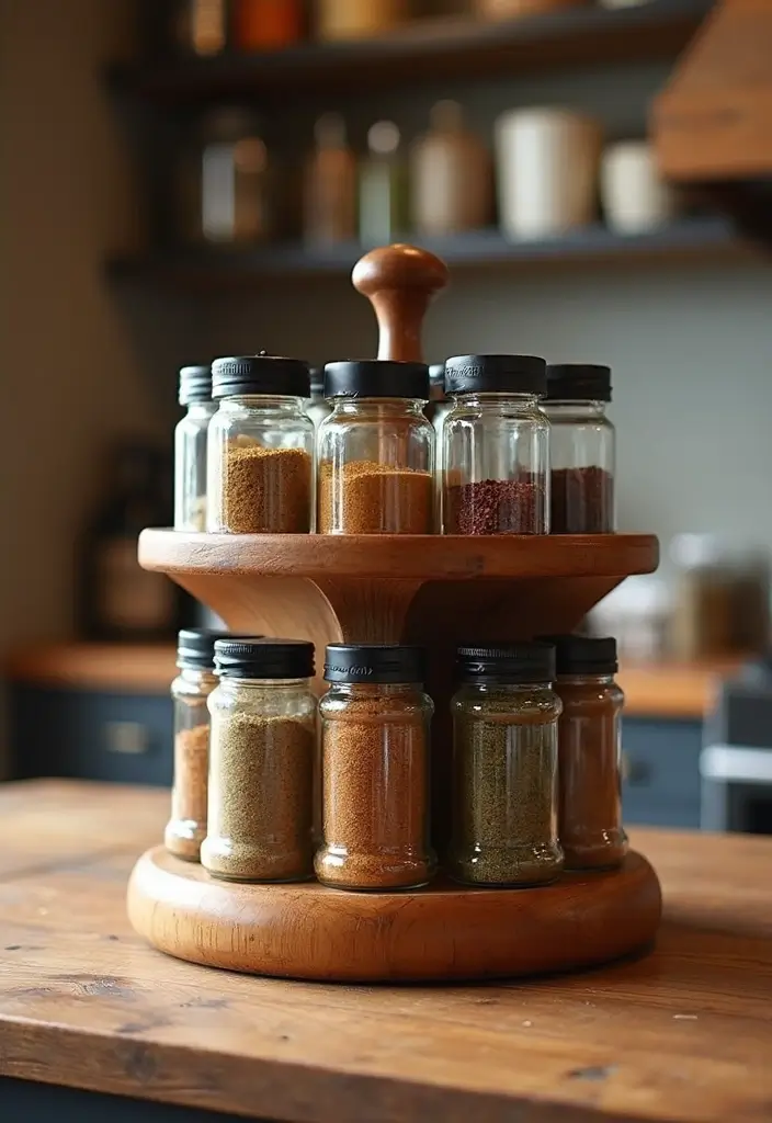 26 Handmade Spice Rack Decor Ideas To Organize Beautifully 68 26 Handmade Spice Rack Decor Ideas To Organize Beautifully - 20. Spice Jar Carousel