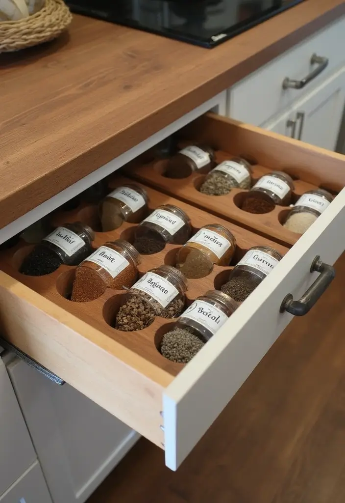26 Handmade Spice Rack Decor Ideas To Organize Beautifully 27 26 Handmade Spice Rack Decor Ideas To Organize Beautifully - 7. DIY Spice Drawer Inserts