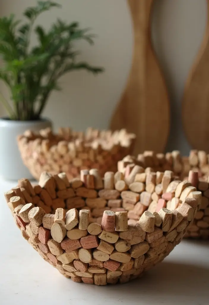 26 Handmade Wine Cork Decor Ideas For Sustainable Design 27 26 Handmade Wine Cork Decor Ideas For Sustainable Design - 13. Cork Decorative Bowls