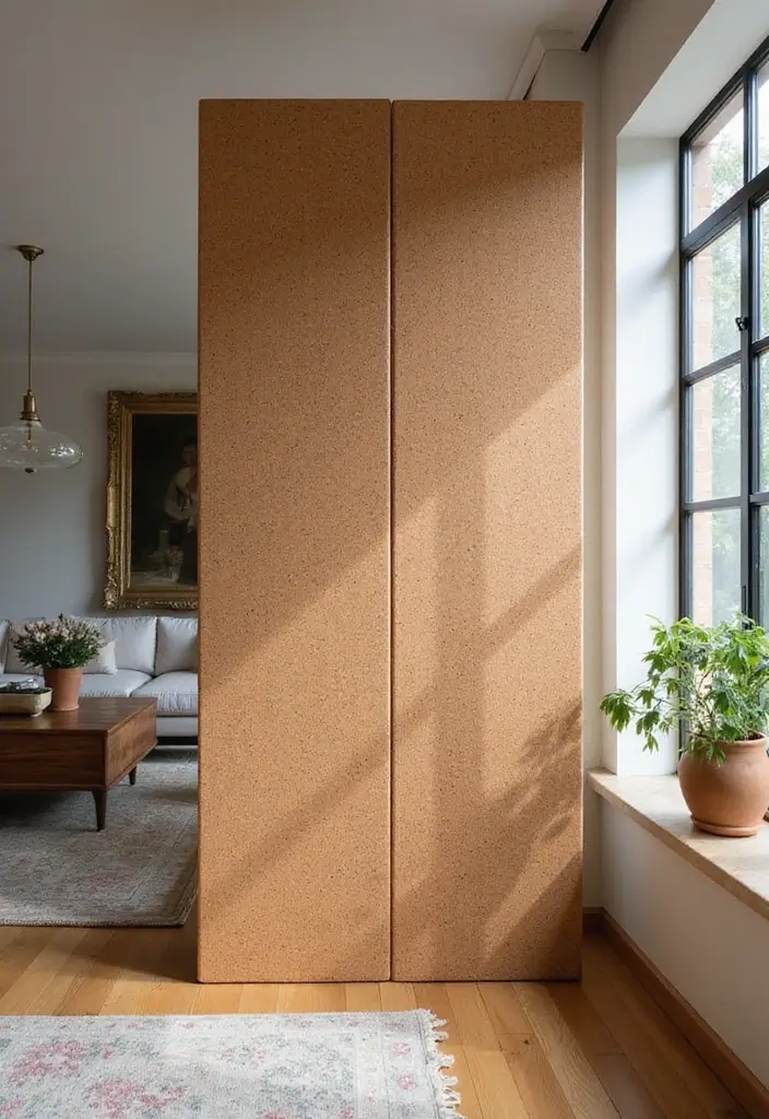 26 Handmade Wine Cork Decor Ideas For Sustainable Design 46 26 Handmade Wine Cork Decor Ideas For Sustainable Design - 22. Cork Room Divider