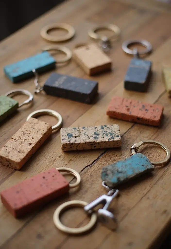 26 Handmade Wine Cork Decor Ideas For Sustainable Design 11 26 Handmade Wine Cork Decor Ideas For Sustainable Design - 5. Cork Keychains