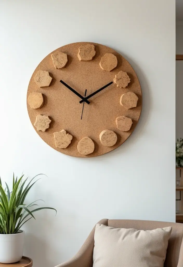 26 Handmade Wine Cork Decor Ideas For Sustainable Design 12 26 Handmade Wine Cork Decor Ideas For Sustainable Design - 6. Cork Wall Clock