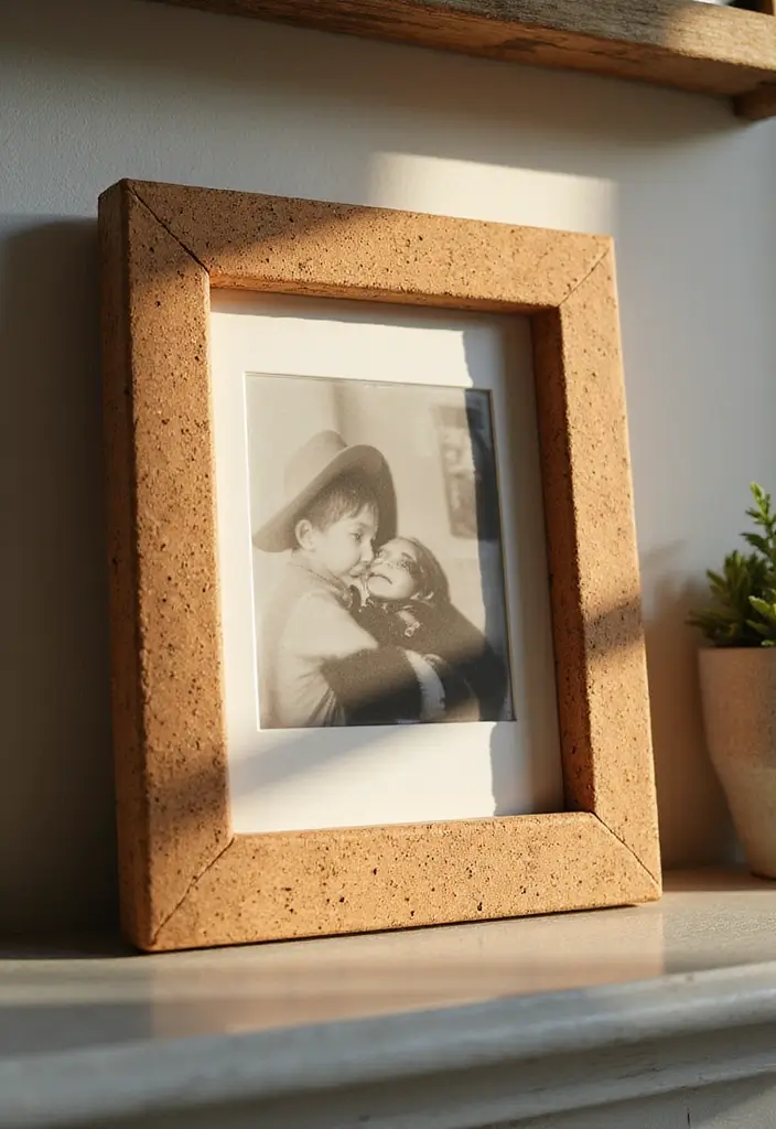 26 Handmade Wine Cork Decor Ideas For Sustainable Design 13 26 Handmade Wine Cork Decor Ideas For Sustainable Design - 7. Cork Picture Frame