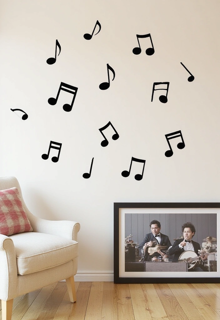 26 Unique Home Decor Ideas With Handmade Instruments 31 26 Unique Home Decor Ideas With Handmade Instruments - 11. Music Note Wall Decals
