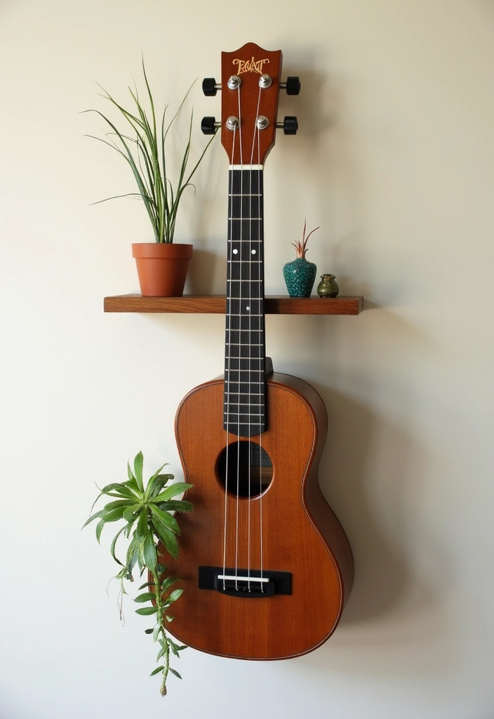 26 Unique Home Decor Ideas With Handmade Instruments 33 26 Unique Home Decor Ideas With Handmade Instruments - 13. Ukulele Wall Shelf