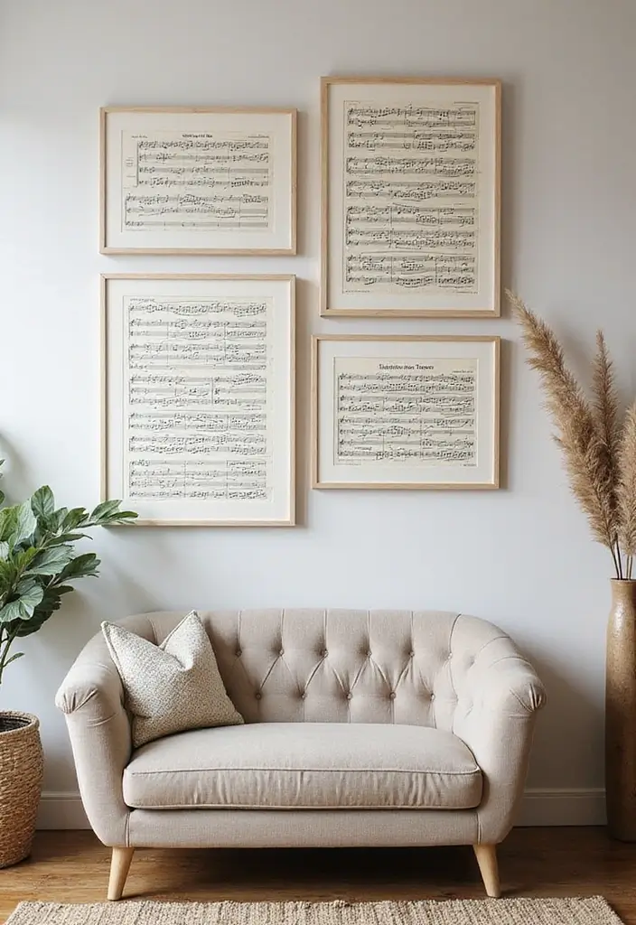 26 Unique Home Decor Ideas With Handmade Instruments 49 26 Unique Home Decor Ideas With Handmade Instruments - 19. Musical Notes Canvas Art