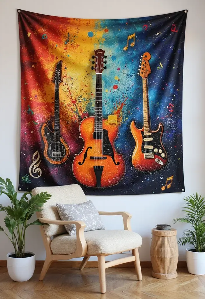 26 Unique Home Decor Ideas With Handmade Instruments 74 26 Unique Home Decor Ideas With Handmade Instruments - 26. Musical Wall Tapestry