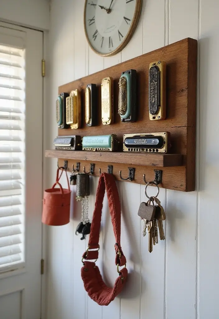 26 Unique Home Decor Ideas With Handmade Instruments 14 26 Unique Home Decor Ideas With Handmade Instruments - 6. Harmonica Key Holder