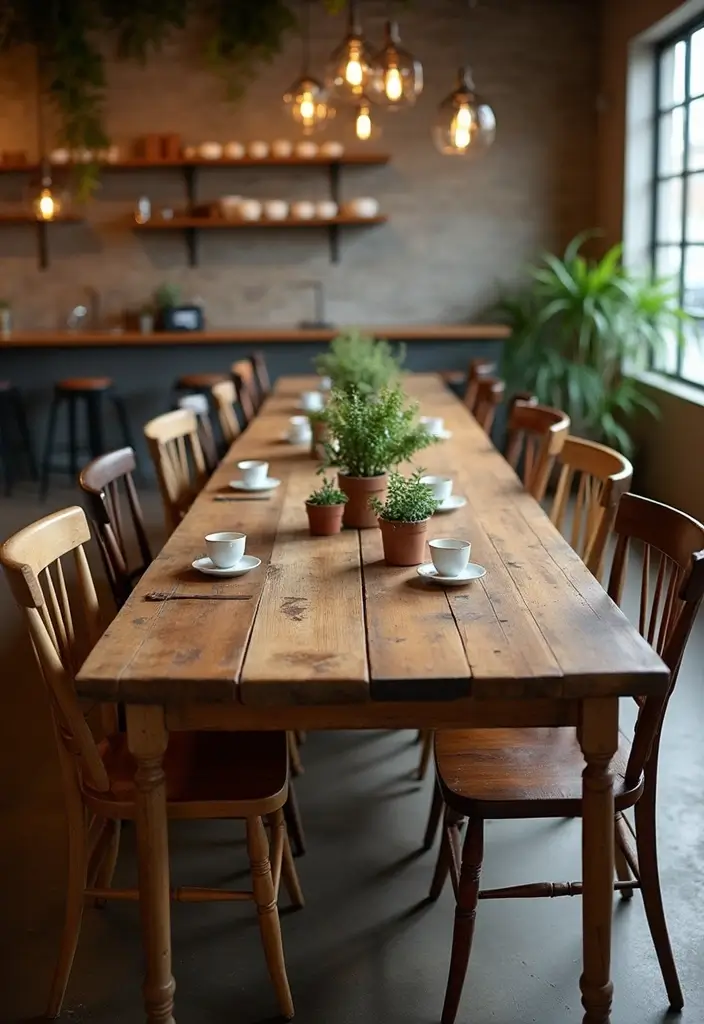 27 Artisan Coffee Shop Decor Ideas With Handmade Charm 1 27 Artisan Coffee Shop Decor Ideas With Handmade Charm - 1. Reclaimed Wood Furniture
