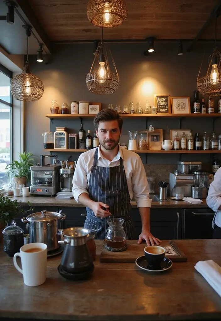 27 Artisan Coffee Shop Decor Ideas With Handmade Charm 17 27 Artisan Coffee Shop Decor Ideas With Handmade Charm - 11. Barista Counter as a Focal Point