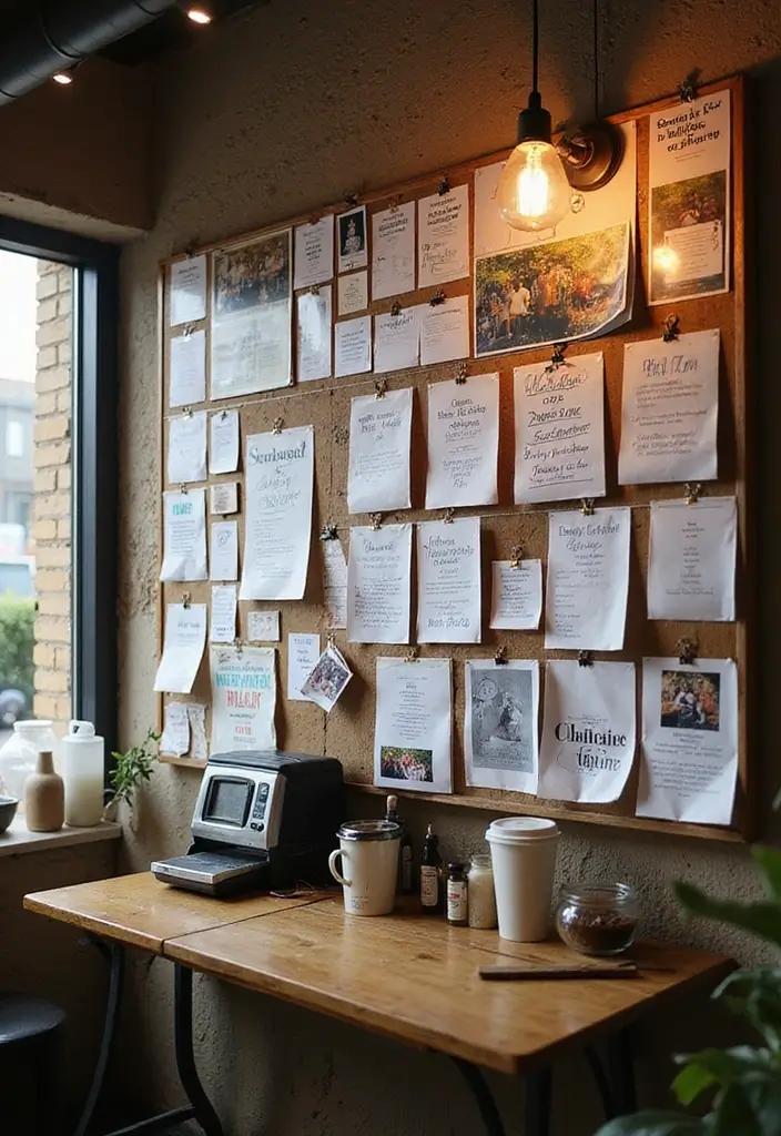 27 Artisan Coffee Shop Decor Ideas With Handmade Charm 31 27 Artisan Coffee Shop Decor Ideas With Handmade Charm - 13. Community Boards for Local Events