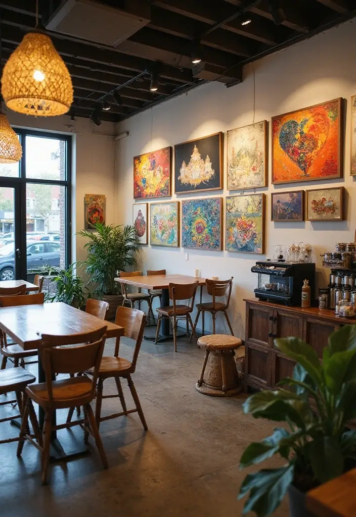 27 Artisan Coffee Shop Decor Ideas With Handmade Charm 54 27 Artisan Coffee Shop Decor Ideas With Handmade Charm - 20. Collaborations with Local Artists