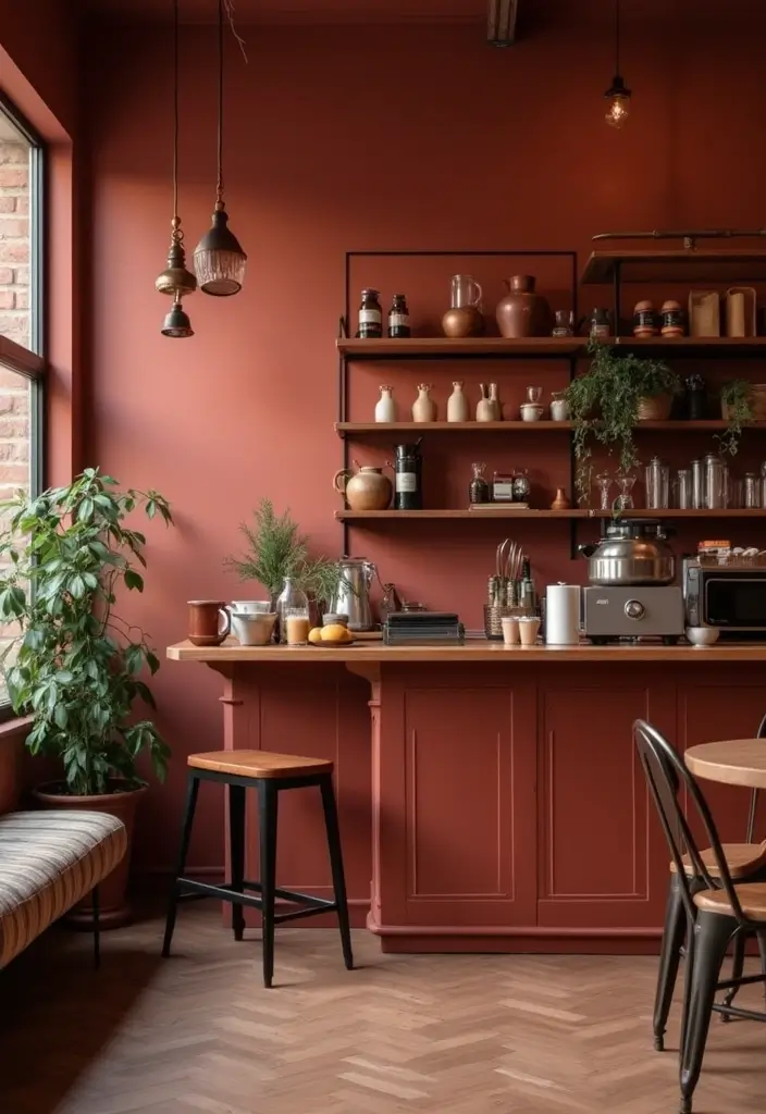 27 Artisan Coffee Shop Decor Ideas With Handmade Charm 57 27 Artisan Coffee Shop Decor Ideas With Handmade Charm - 23. Warm Color Palette