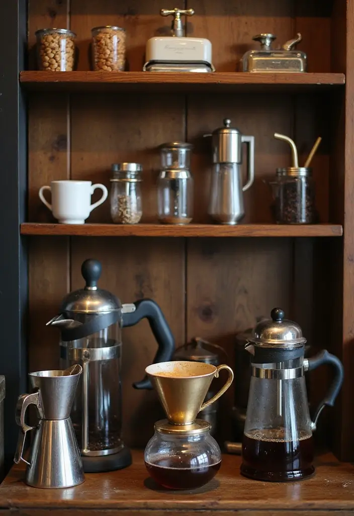 27 Artisan Coffee Shop Decor Ideas With Handmade Charm 58 27 Artisan Coffee Shop Decor Ideas With Handmade Charm - 24. Old-School Coffee Brewing Tools