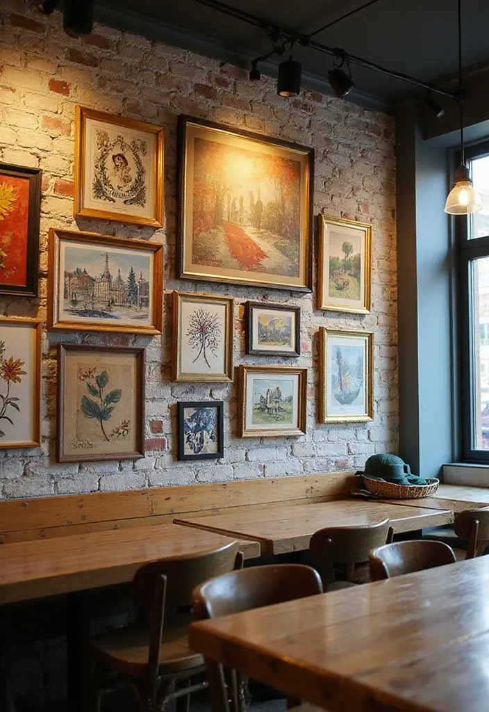 27 Artisan Coffee Shop Decor Ideas With Handmade Charm 11 27 Artisan Coffee Shop Decor Ideas With Handmade Charm - 5. Unique Wall Art