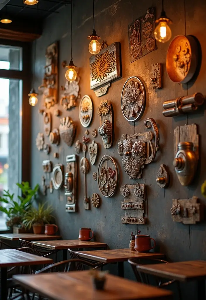 27 Artisan Coffee Shop Decor Ideas With Handmade Charm 15 27 Artisan Coffee Shop Decor Ideas With Handmade Charm - 9. Handcrafted Metal Art