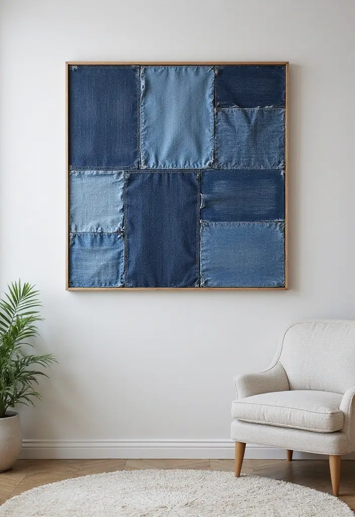 27 Easy Handmade Room Decor Ideas Anyone Can Try 80 27 Easy Handmade Room Decor Ideas Anyone Can Try - 22. Upcycled Denim Wall Art