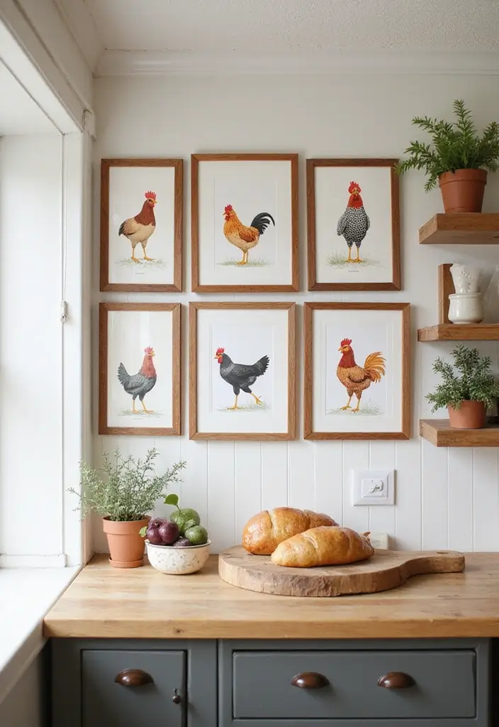 27 Handmade Chicken Decor Ideas For Farmhouse Kitchens 1 27 Handmade Chicken Decor Ideas For Farmhouse Kitchens - 1. Whimsical Chicken Prints