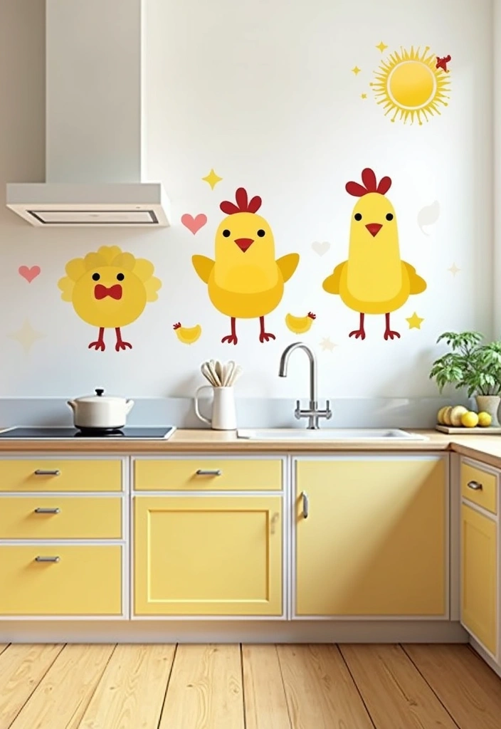 27 Handmade Chicken Decor Ideas For Farmhouse Kitchens 34 27 Handmade Chicken Decor Ideas For Farmhouse Kitchens - 12. Chicken-themed Wall Decals