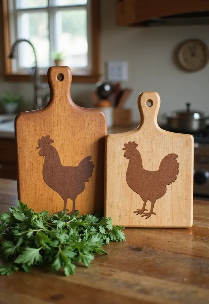 27 Handmade Chicken Decor Ideas For Farmhouse Kitchens 45 27 Handmade Chicken Decor Ideas For Farmhouse Kitchens - 17. Chicken-themed Cutting Boards