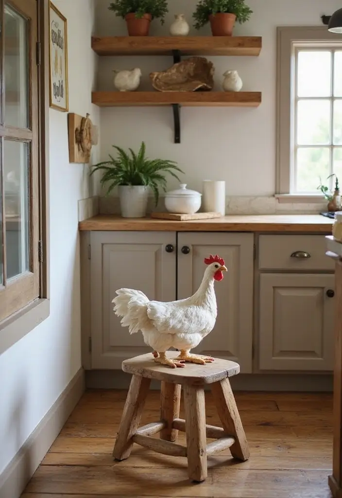 27 Handmade Chicken Decor Ideas For Farmhouse Kitchens 57 27 Handmade Chicken Decor Ideas For Farmhouse Kitchens - 21. Wooden Chicken Stool