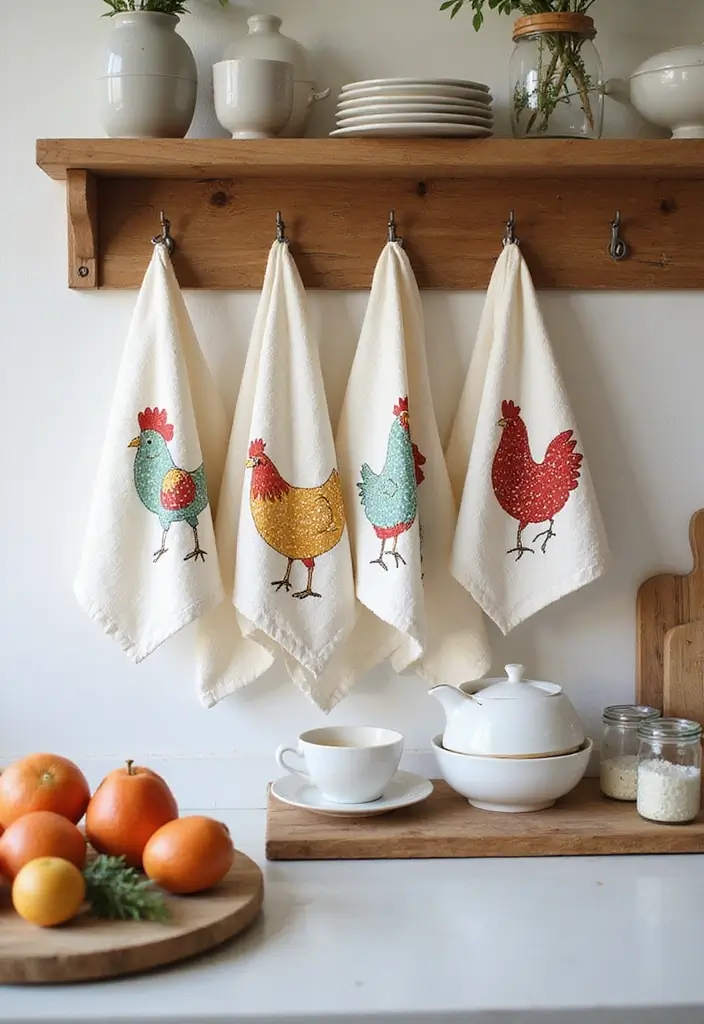 27 Handmade Chicken Decor Ideas For Farmhouse Kitchens 27 27 Handmade Chicken Decor Ideas For Farmhouse Kitchens - 5. Chicken-Themed Dish Towels