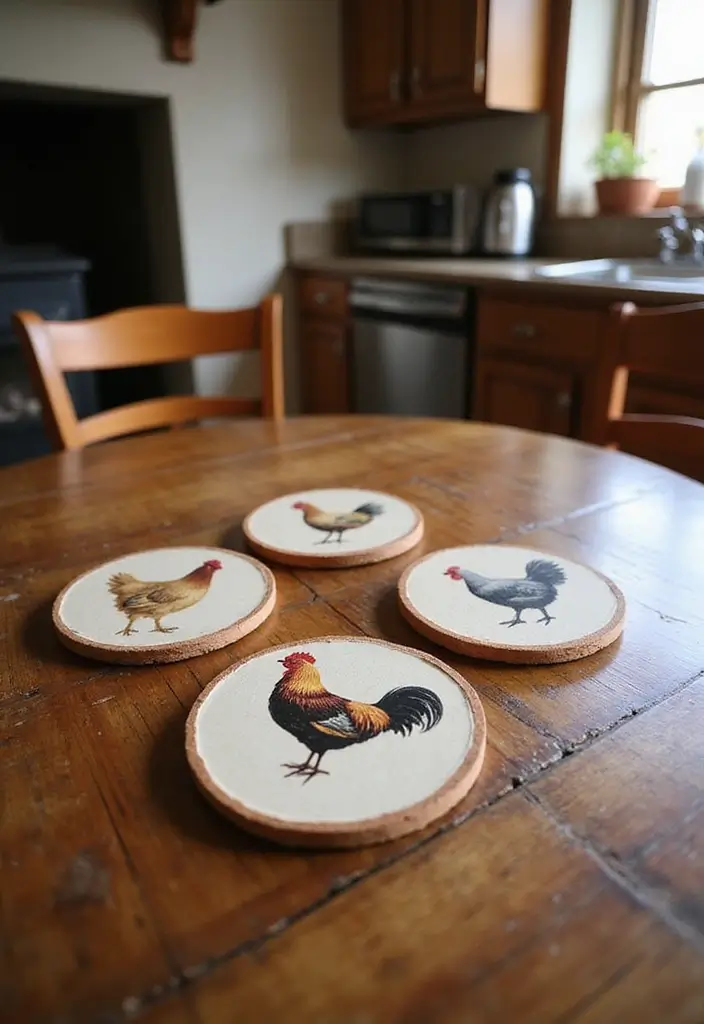 27 Handmade Chicken Decor Ideas For Farmhouse Kitchens 29 27 Handmade Chicken Decor Ideas For Farmhouse Kitchens - 7. Handmade Chicken Coasters