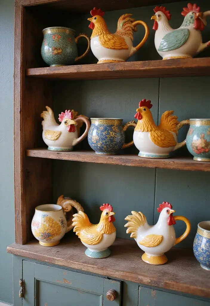 27 Handmade Chicken Decor Ideas For Farmhouse Kitchens 31 27 Handmade Chicken Decor Ideas For Farmhouse Kitchens - 9. Colorful Chicken Mugs