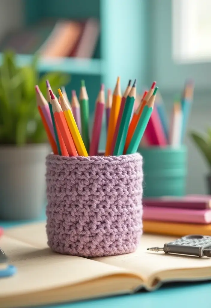 27 Handmade Crochet House Decor Ideas For Warm Interiors 27 27 Handmade Crochet House Decor Ideas For Warm Interiors - 17. Crochet Pencil Holders