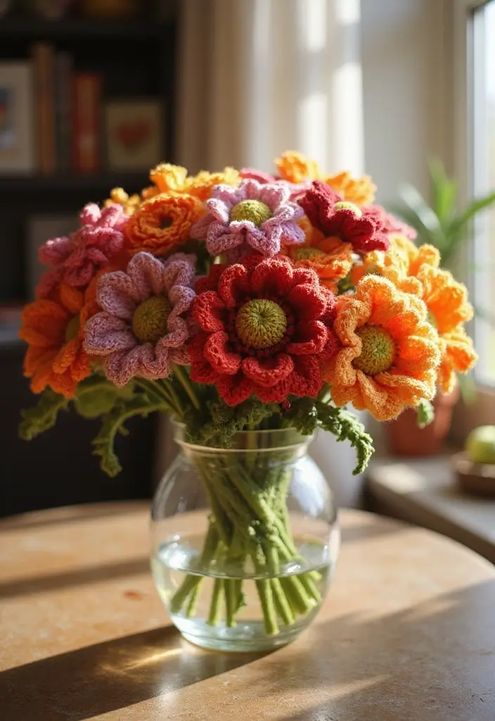 27 Handmade Crochet House Decor Ideas For Warm Interiors 34 27 Handmade Crochet House Decor Ideas For Warm Interiors - 24. Crochet Flower Bouquets