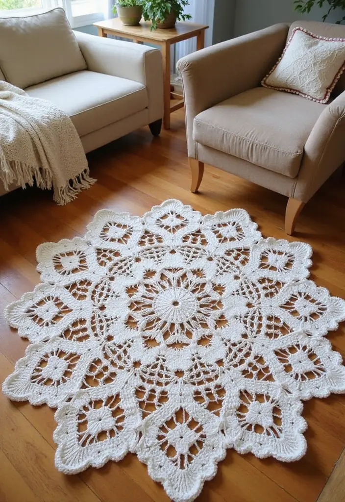 27 Handmade Crochet House Decor Ideas For Warm Interiors 12 27 Handmade Crochet House Decor Ideas For Warm Interiors - 6. Beautiful Crochet Rugs