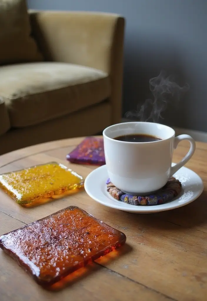 27 Handmade Glass Decor Inspirations For Creative Spaces 36 27 Handmade Glass Decor Inspirations For Creative Spaces - 10. Artistic Glass Coasters