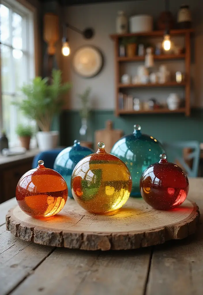 27 Handmade Glass Decor Inspirations For Creative Spaces 23 27 Handmade Glass Decor Inspirations For Creative Spaces - 5. Colorful Glass Orbs
