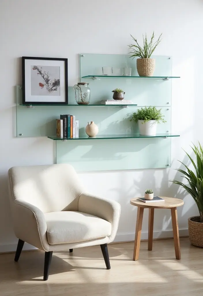 27 Handmade Glass Decor Inspirations For Creative Spaces 27 27 Handmade Glass Decor Inspirations For Creative Spaces - 7. Tempered Glass Shelves