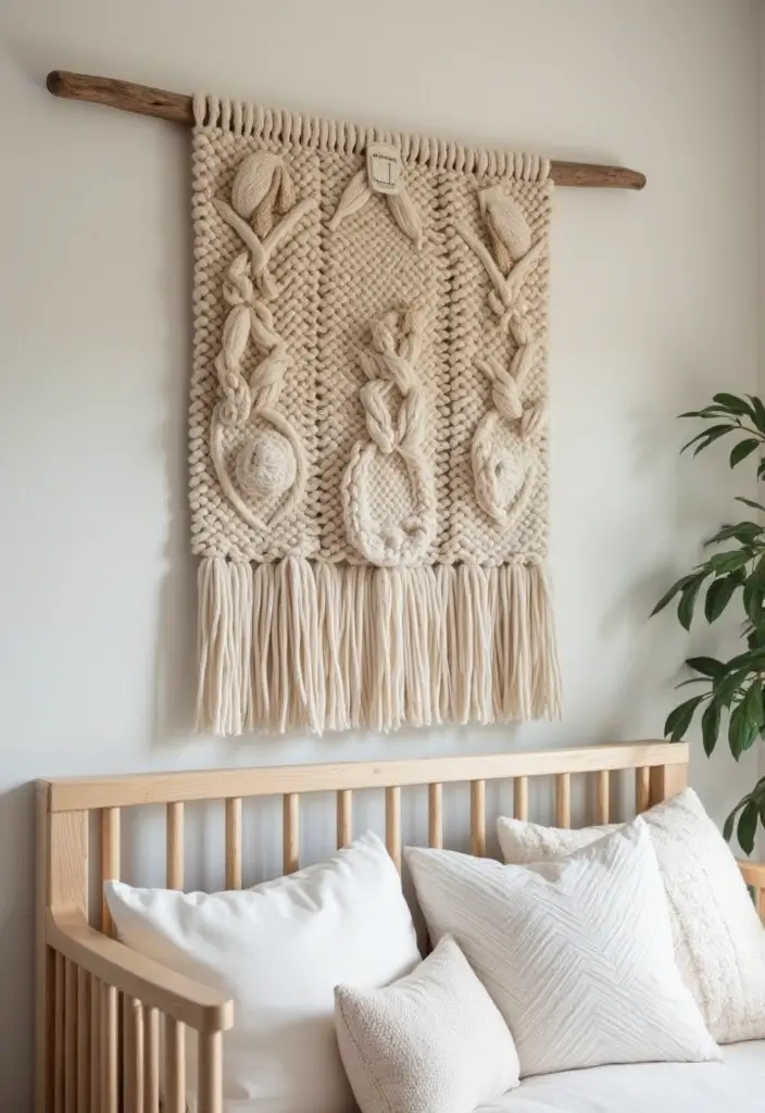27 Handmade Nursery Decor Inspirations For Cozy Corners 2 27 Handmade Nursery Decor Inspirations For Cozy Corners - 2. Cozy Knit Wall Hangings