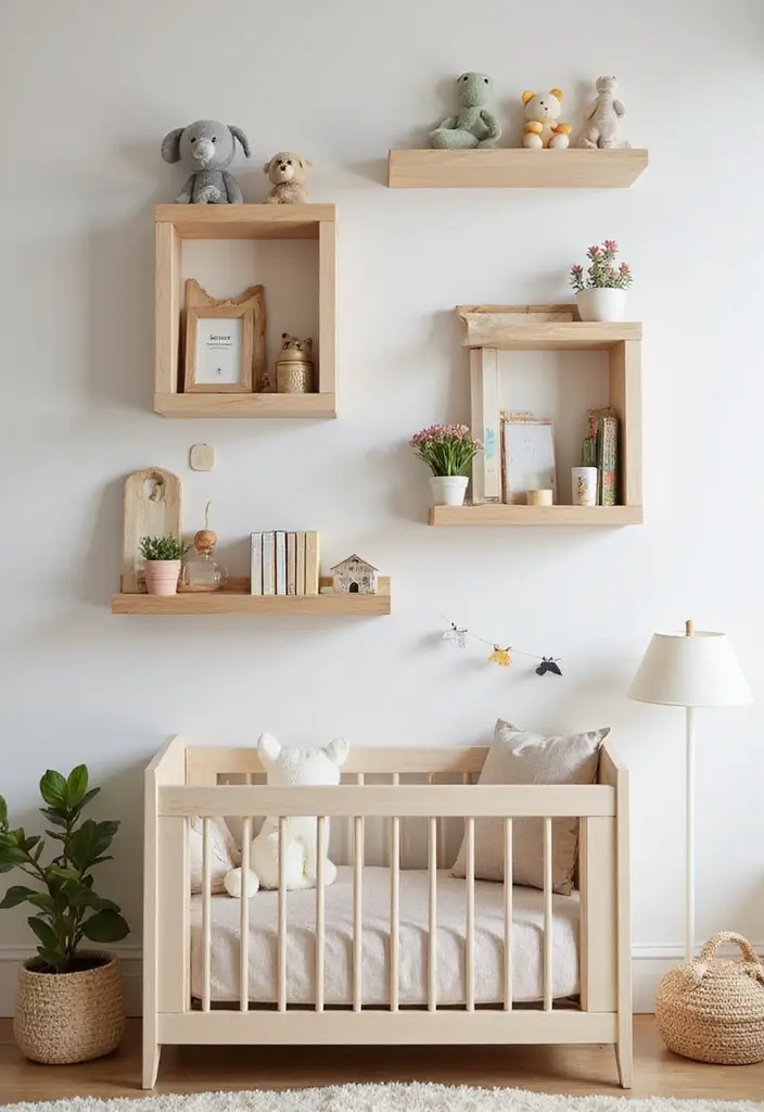 27 Handmade Nursery Decor Inspirations For Cozy Corners 55 27 Handmade Nursery Decor Inspirations For Cozy Corners - 27. Handcrafted Wall Shelves