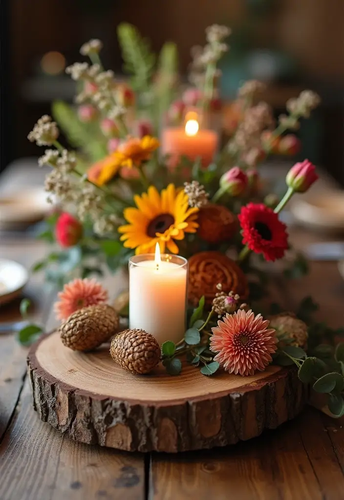 27 Handmade Table Decor Ideas For Warm Gatherings 1 27 Handmade Table Decor Ideas For Warm Gatherings - 1. Rustic Wooden Centerpieces