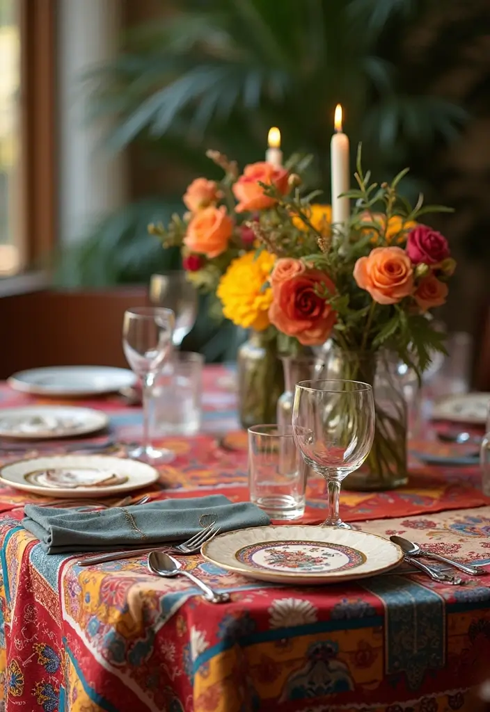 27 Handmade Table Decor Ideas For Warm Gatherings 62 27 Handmade Table Decor Ideas For Warm Gatherings - 18. Colorful Tablecloths