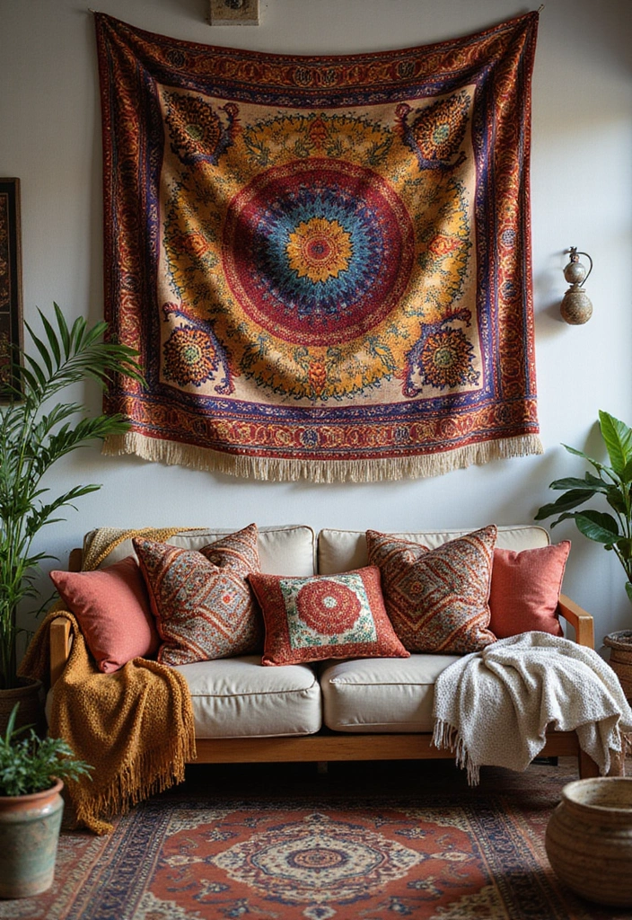 27 Room Decor Ideas Featuring Handmade Wall Art 1 27 Room Decor Ideas Featuring Handmade Wall Art - 1. Vibrant Tapestries