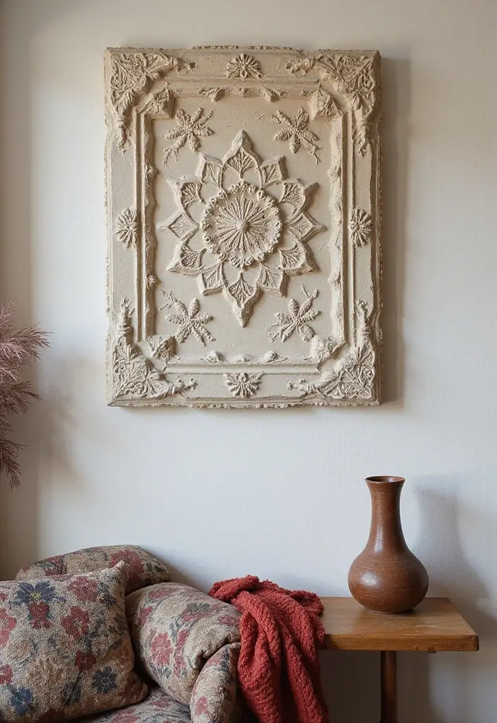 27 Room Decor Ideas Featuring Handmade Wall Art 41 27 Room Decor Ideas Featuring Handmade Wall Art - 15. Decorative Plaster Art