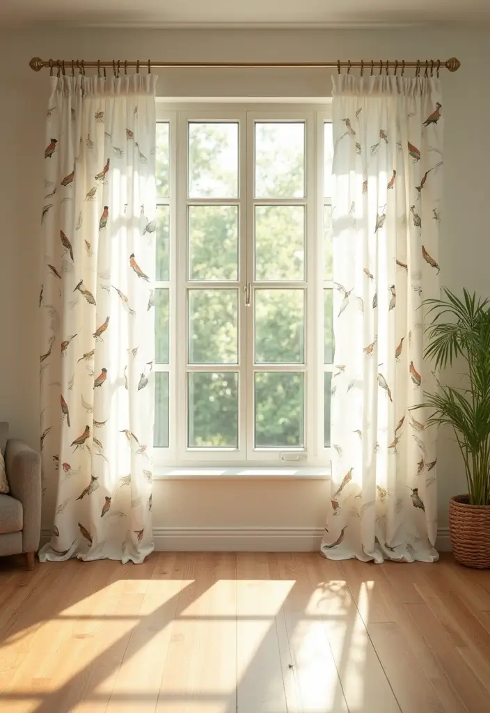 28 Handmade Bird Decor Ideas For Natural Vibes 21 28 Handmade Bird Decor Ideas For Natural Vibes - 13. Bird Print Curtains