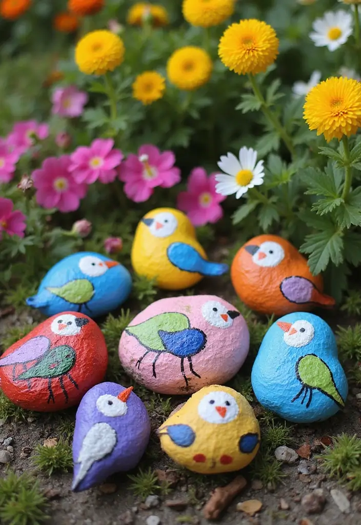 28 Handmade Bird Decor Ideas For Natural Vibes 8 28 Handmade Bird Decor Ideas For Natural Vibes - 6. Painted Rock Birds