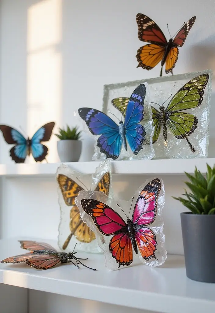 28 Handmade Butterfly Wall Decor Ideas For A Whimsical Touch 17 28 Handmade Butterfly Wall Decor Ideas For A Whimsical Touch - 11. Resin Butterfly Art
