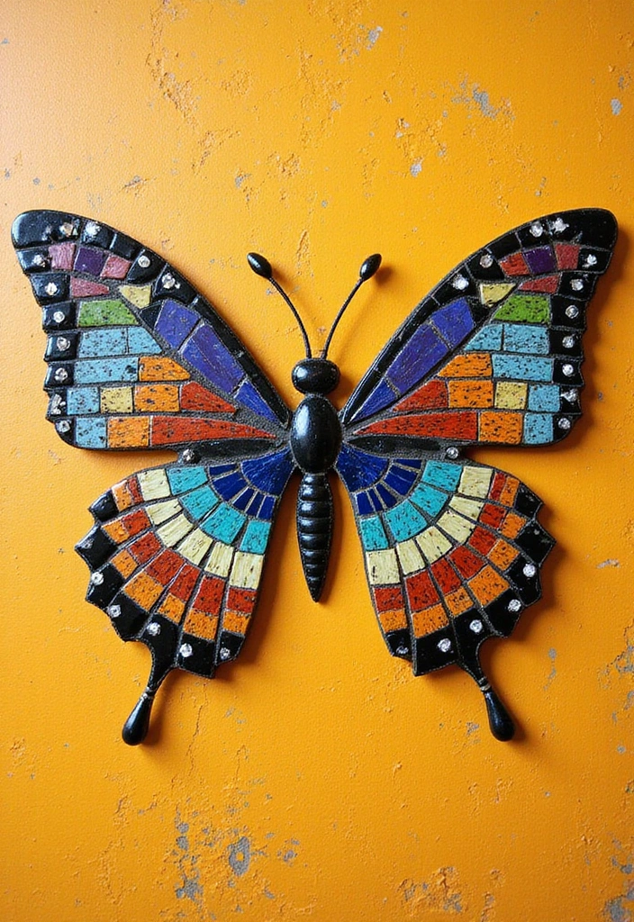 28 Handmade Butterfly Wall Decor Ideas For A Whimsical Touch 33 28 Handmade Butterfly Wall Decor Ideas For A Whimsical Touch - 15. Butterfly DIY Mosaic Tiles