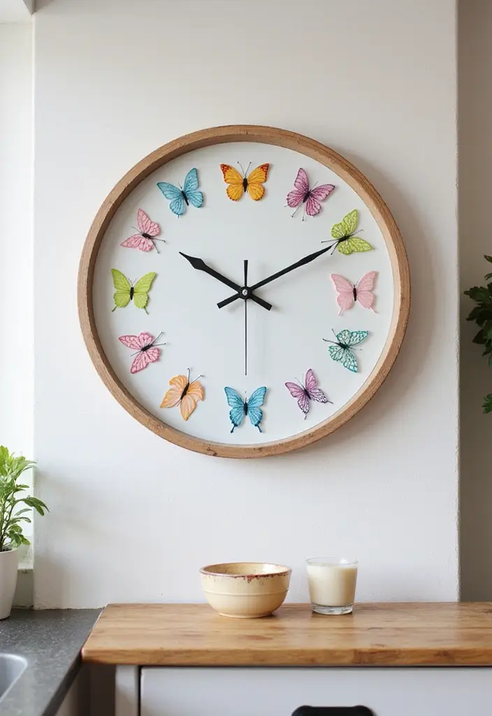 28 Handmade Butterfly Wall Decor Ideas For A Whimsical Touch 37 28 Handmade Butterfly Wall Decor Ideas For A Whimsical Touch - 19. Butterfly Wall Clock