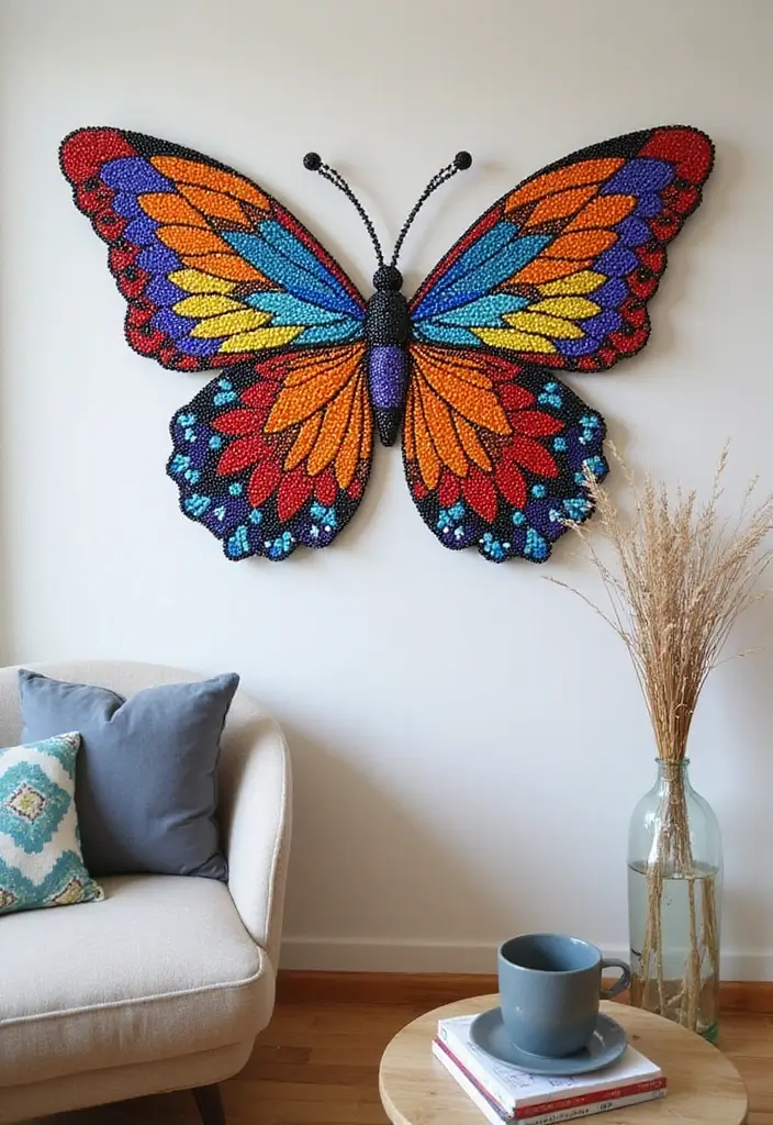 28 Handmade Butterfly Wall Decor Ideas For A Whimsical Touch 51 28 Handmade Butterfly Wall Decor Ideas For A Whimsical Touch - 21. Butterfly Beaded Wall Art