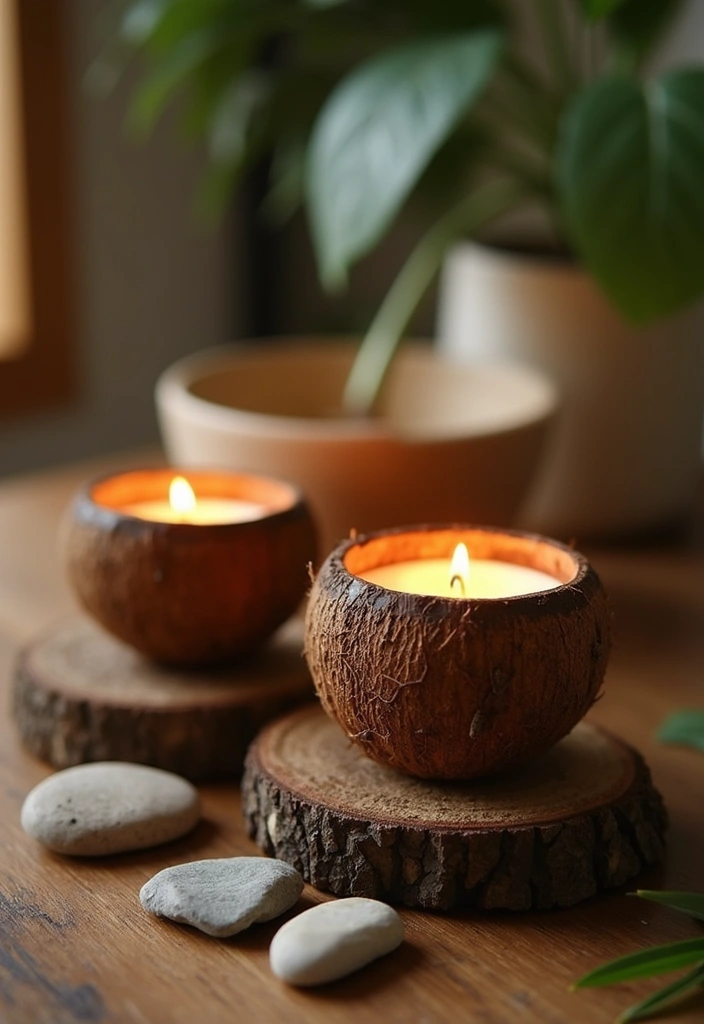 28 Handmade Coconut Shell Decor Ideas You Can DIY 1 28 Handmade Coconut Shell Decor Ideas You Can DIY - 1. Coconut Shell Candle Holders
