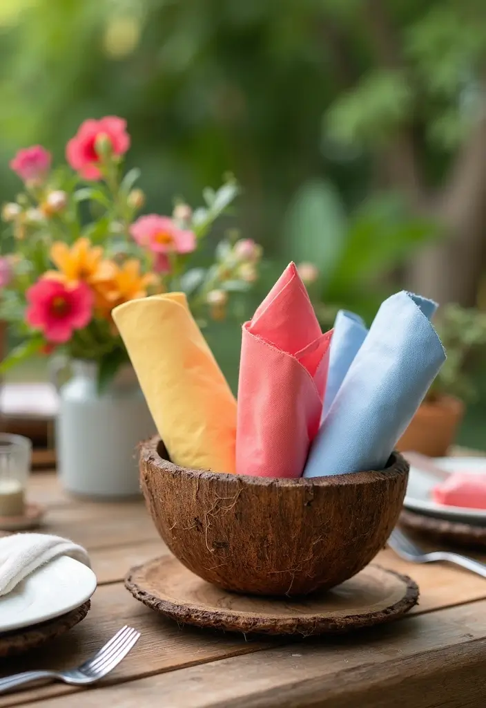 28 Handmade Coconut Shell Decor Ideas You Can DIY 32 28 Handmade Coconut Shell Decor Ideas You Can DIY - 12. Coconut Shell Napkin Holder